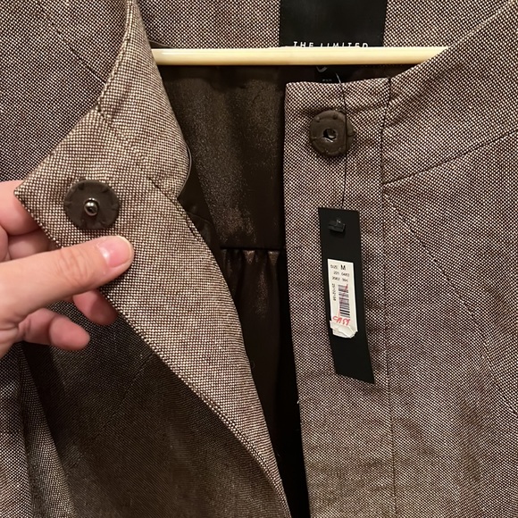 NWT Brown Tweed Flare Sleeve Crop Jacket Snap Neckline Vintage Limited Gathered - Picture 5 of 9